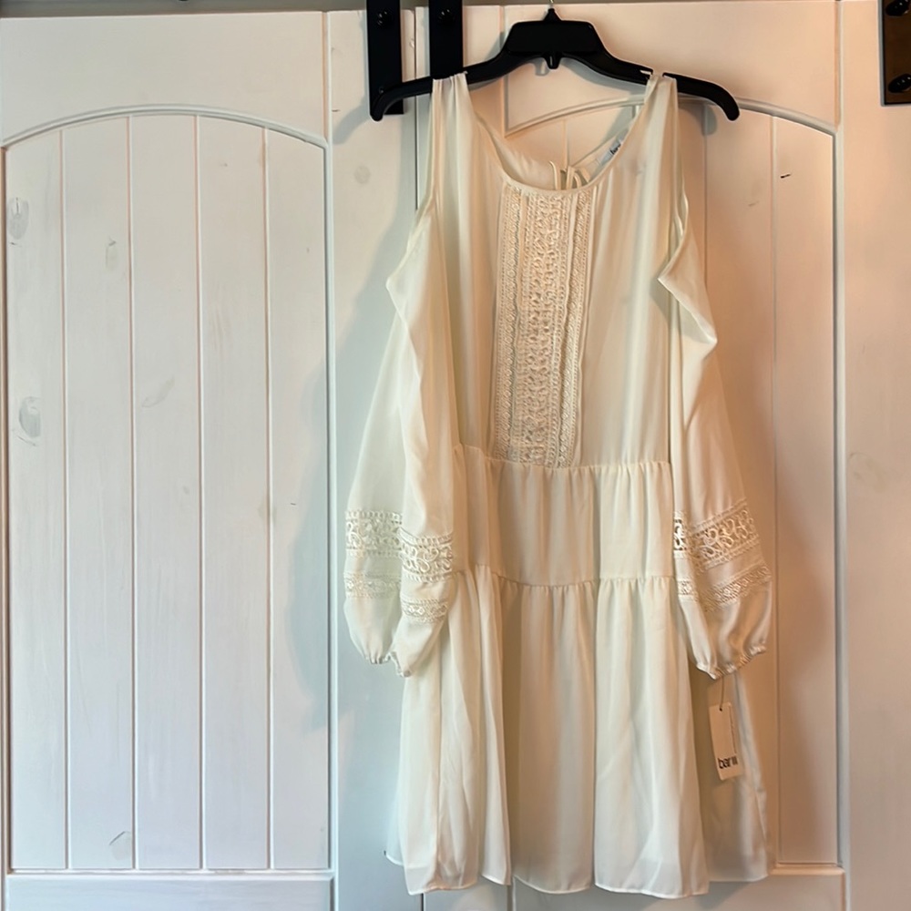 New been work with tags, Bar III, cream colored dress